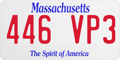MA license plate 446VP3