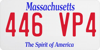 MA license plate 446VP4