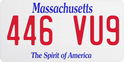 MA license plate 446VU9