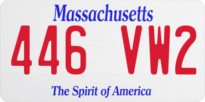 MA license plate 446VW2