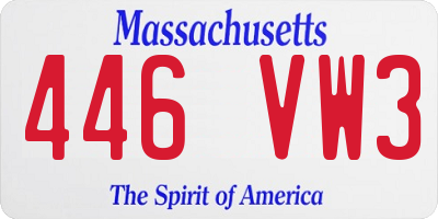 MA license plate 446VW3
