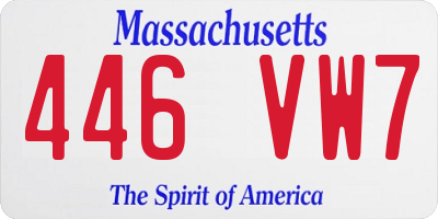 MA license plate 446VW7