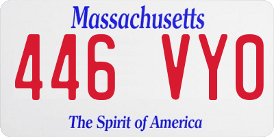 MA license plate 446VY0