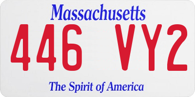 MA license plate 446VY2