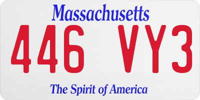 MA license plate 446VY3
