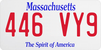 MA license plate 446VY9