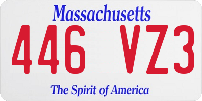 MA license plate 446VZ3