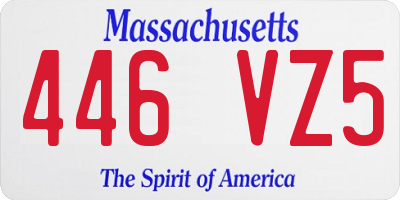 MA license plate 446VZ5