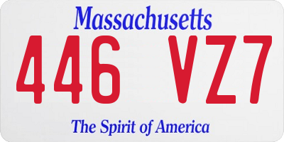 MA license plate 446VZ7