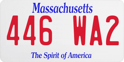 MA license plate 446WA2