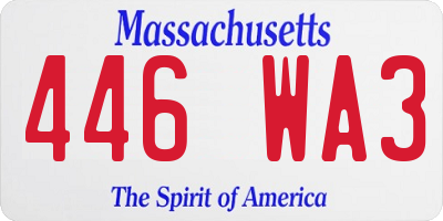 MA license plate 446WA3