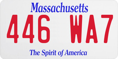 MA license plate 446WA7