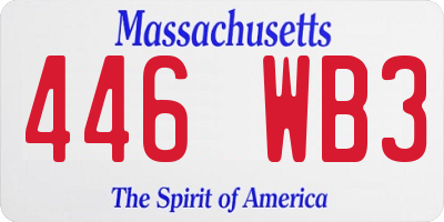 MA license plate 446WB3