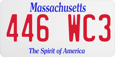 MA license plate 446WC3