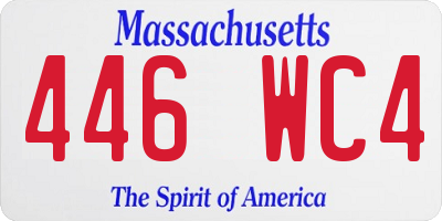 MA license plate 446WC4