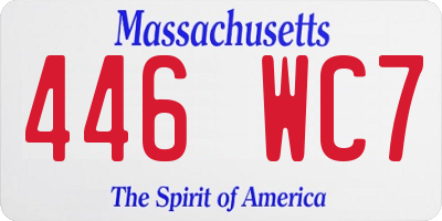 MA license plate 446WC7
