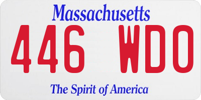 MA license plate 446WD0