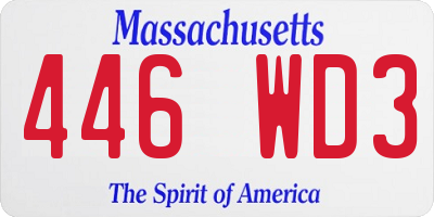 MA license plate 446WD3