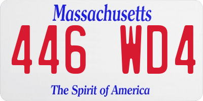 MA license plate 446WD4