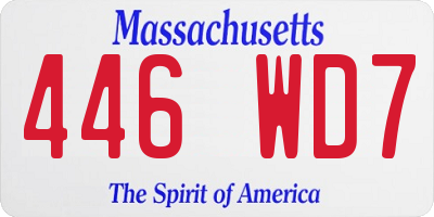MA license plate 446WD7