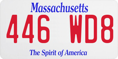 MA license plate 446WD8