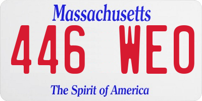 MA license plate 446WE0