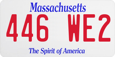 MA license plate 446WE2
