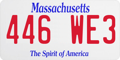 MA license plate 446WE3