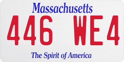 MA license plate 446WE4