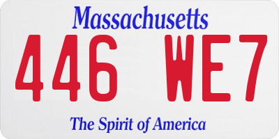 MA license plate 446WE7