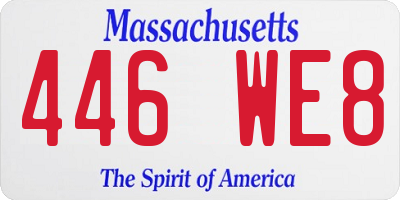 MA license plate 446WE8