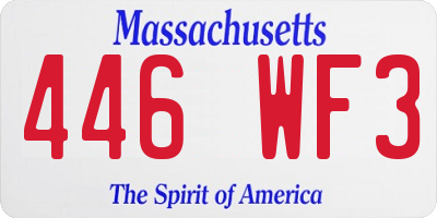 MA license plate 446WF3