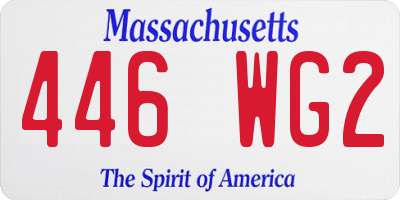 MA license plate 446WG2