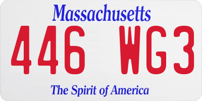 MA license plate 446WG3