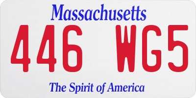 MA license plate 446WG5
