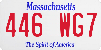 MA license plate 446WG7