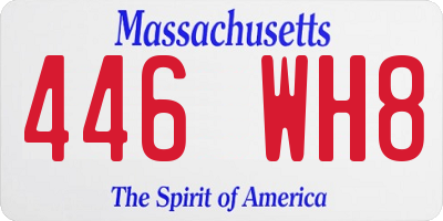 MA license plate 446WH8