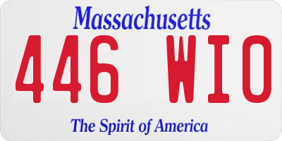MA license plate 446WI0