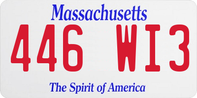 MA license plate 446WI3