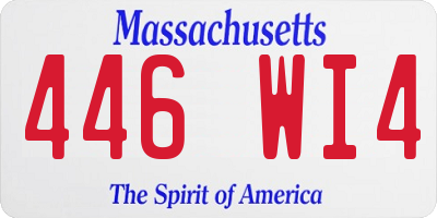MA license plate 446WI4