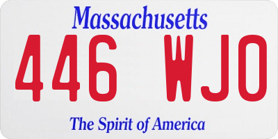 MA license plate 446WJ0
