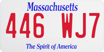 MA license plate 446WJ7
