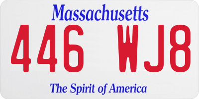 MA license plate 446WJ8