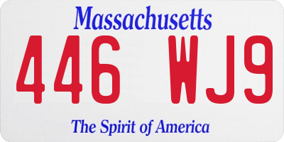 MA license plate 446WJ9