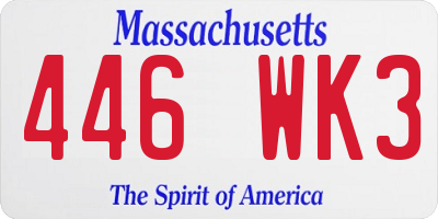 MA license plate 446WK3