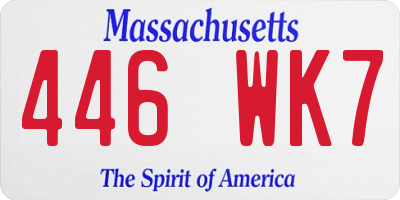 MA license plate 446WK7