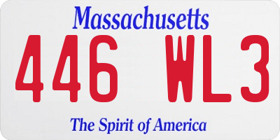 MA license plate 446WL3