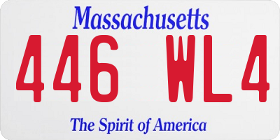 MA license plate 446WL4