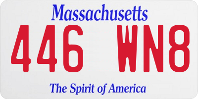 MA license plate 446WN8