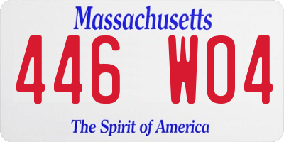 MA license plate 446WO4